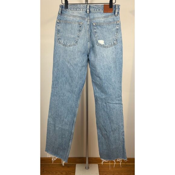 Anine Bing Olsen High Rise Button Fly Relaxed Straight Leg Jeans 27 Distressed - Picture 2 of 8